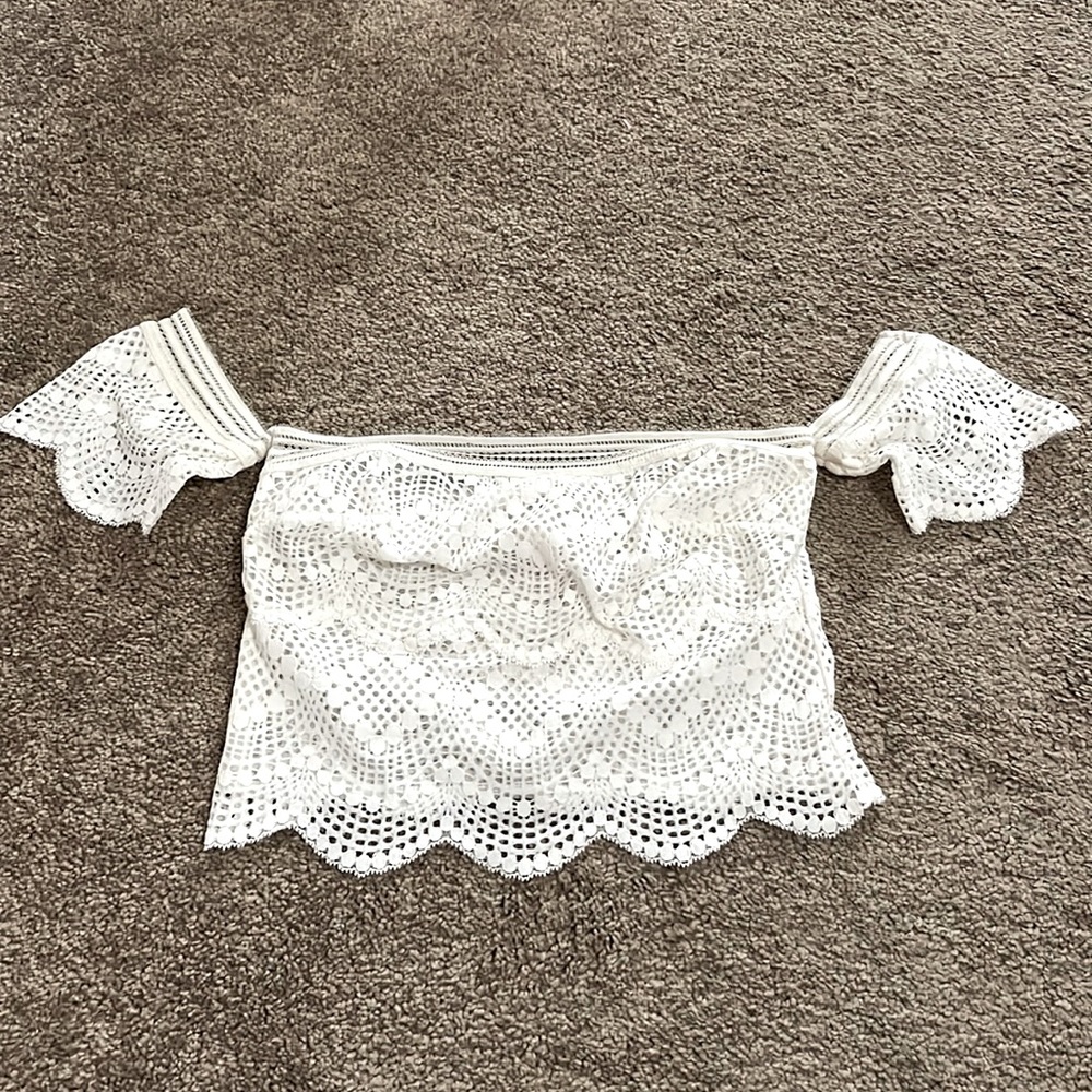 Creme Lace Milkmaid Off-shoulder Crop Top Victoria’s Secret sz S